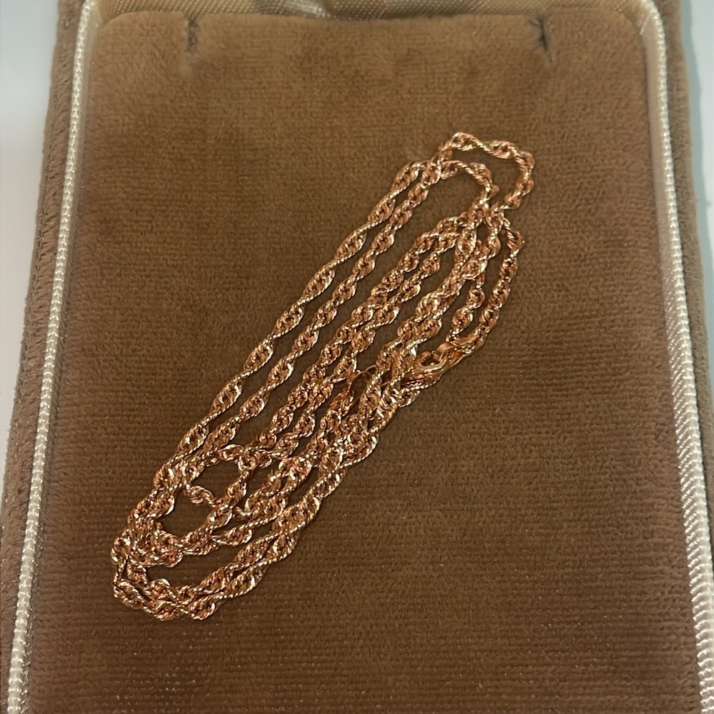 Genuine Solid Stamped 14K 14KT Rose Gold Twisted Rope Unisex Neck Chain Necklace